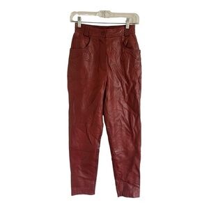 90s Escada By Margaretha Ley 90s Brown Leather High Waisted Pant Size 34(US S)